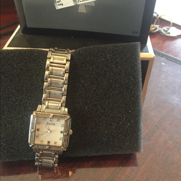 Bulova watch  stainless steal with diamonds main image 6